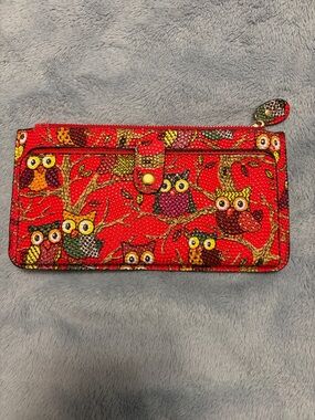 Red Owl Print Women’s Zip Wallet